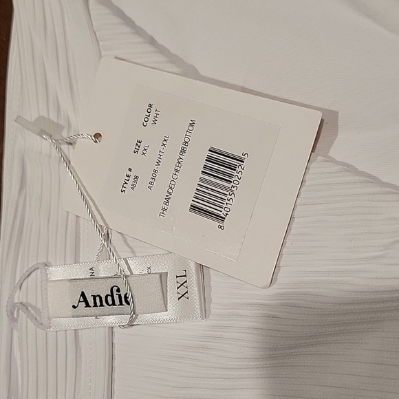 Andie The Banded Cheeky Rib Bikini Bottom White XXL - Picture 4 of 6